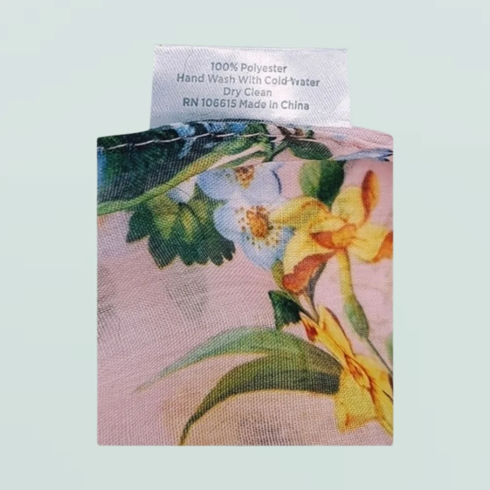 2 Chic ~ Pink Semi-transpatent Scarf with Colorful Birds and Flowers